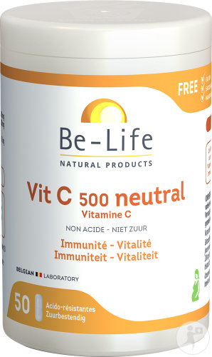 Be-Life | Vitamine C 500 Neutral Immuniteit – Vitaliteit | Pot 50 Capsules
